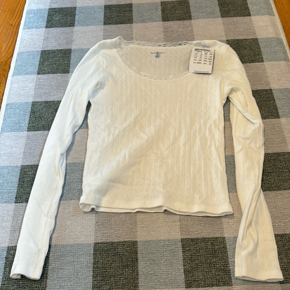 Brandy Melville brand new white eyelet lace t shirt